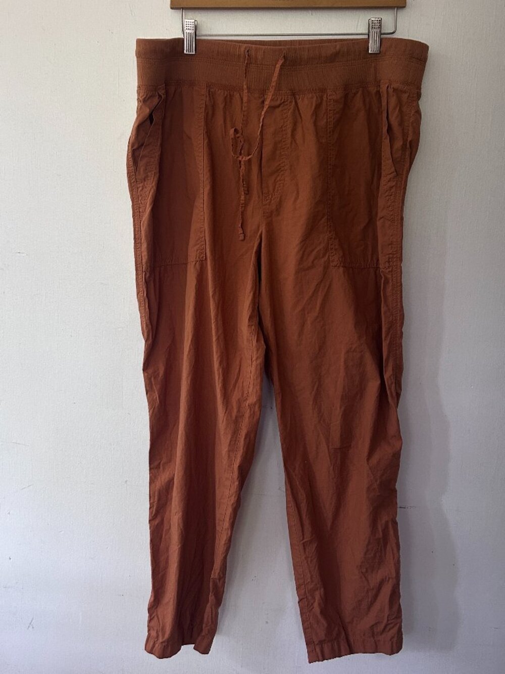 Lou & Grey Pull On Pants Womens XL Rust Pockets Tie Waist‎ Lightweight Neutral